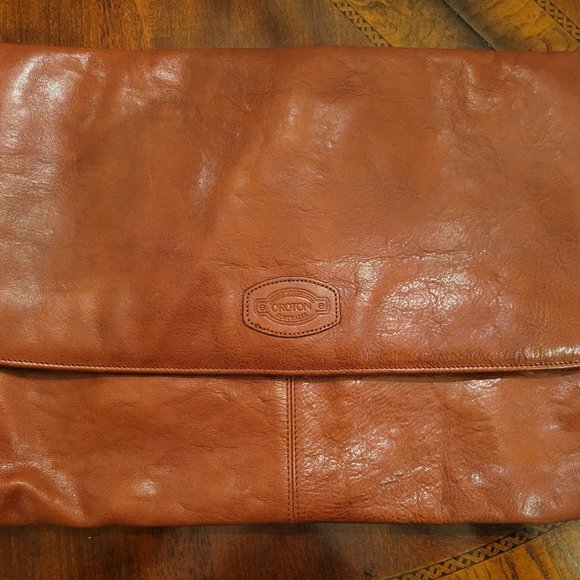 Oroton Handbags - Oroton Australia vintage genuine cowhide leather oversize brown clutch portfolio